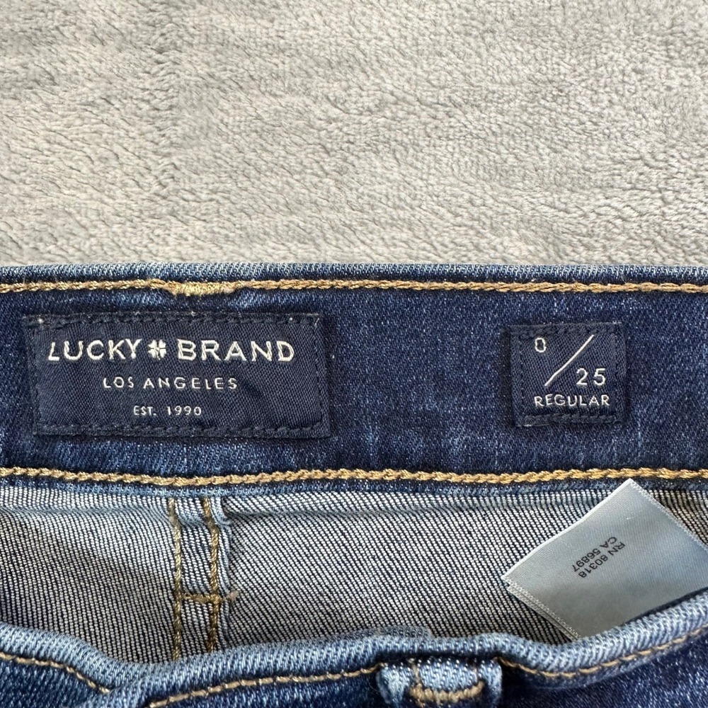 Lucky Brand Ava Mid Rise Super Skinny Jeans Womens Size 0/25 Blue Dark Wash - Picture 4 of 8